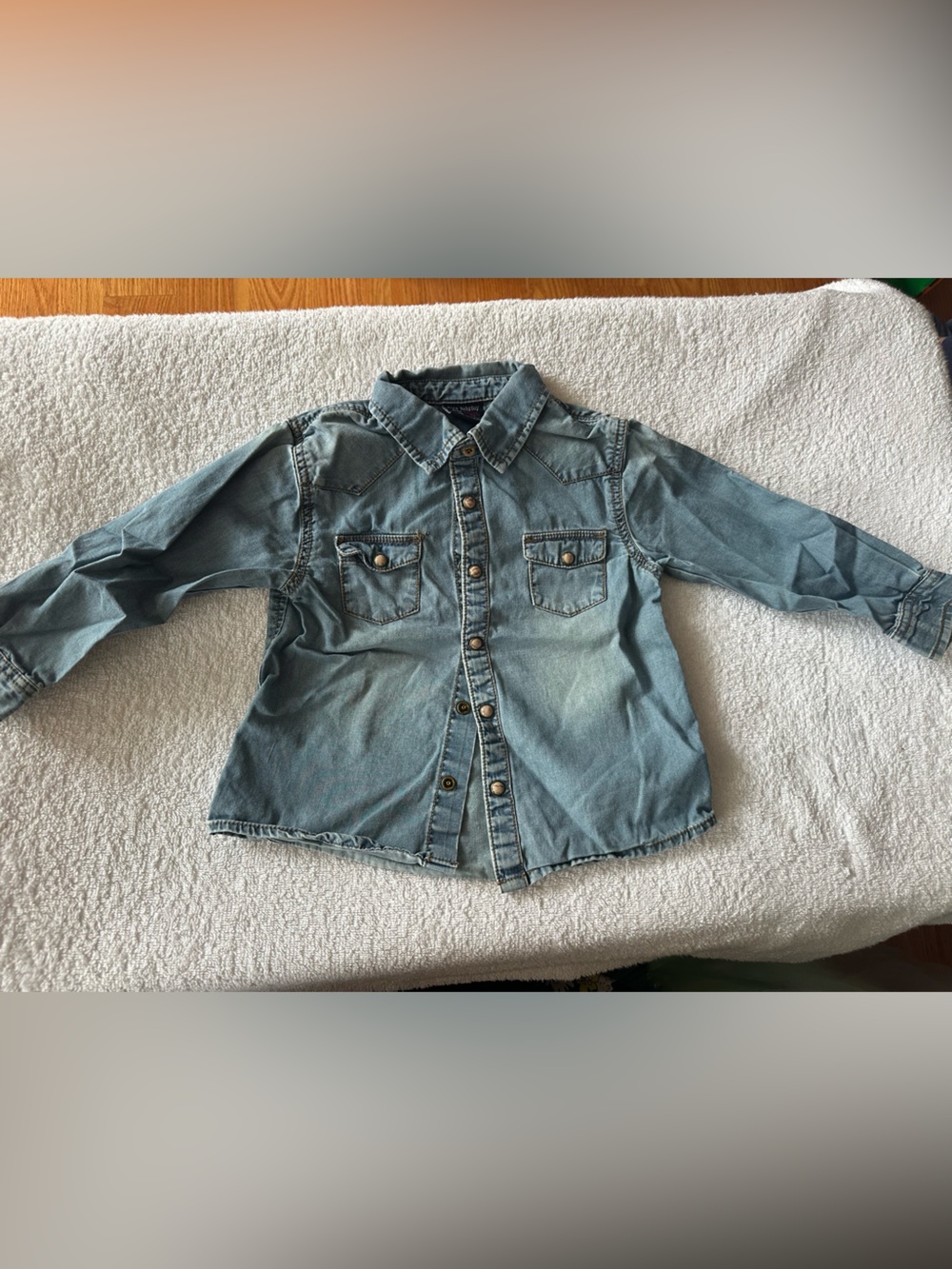 Zara Light Blue Denim Button-Down Shirt for Kids